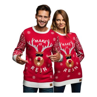 Make it Rein Röd LED Jultröja - X-Small
