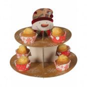 Muffins- / Tårtstativ med Snögubbs-Motiv 30x28 cm
