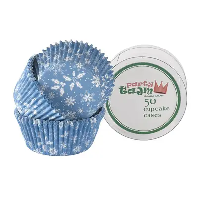 Muffinsformar Ljusblå med Snöflingor - 50-pack