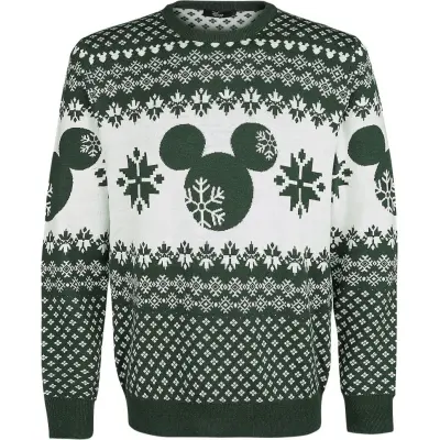 Musse & Mimmi Pigg Christmas jumper - Musse - S XXL - för Herr - grön/vit