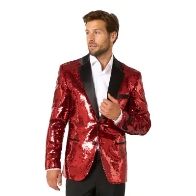 OppoSuits Paljettkavaj Briliant Röd - 54