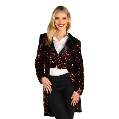 Paljettfrack Dam Svart/Röd Deluxe - Large