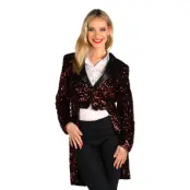 Paljettfrack Dam Svart/Röd Deluxe - X-Small