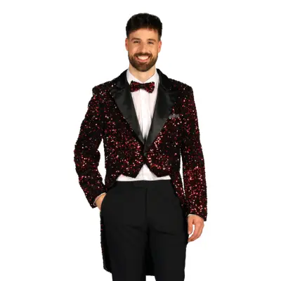 Paljettfrack Herr Svart/Röd Deluxe - XX-Large