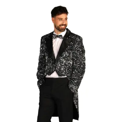 Paljettfrack Herr Svart/Silver Deluxe - X-Large