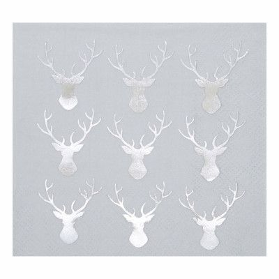 Papperservetter Silver med Renar