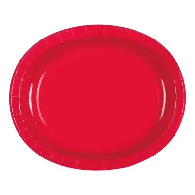 Pappersfat Oval Röd - 8-pack