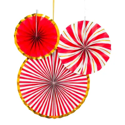 Pappersfjädrar Röd/Vit Randiga - 3-pack