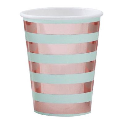 Pappersmuggar Roséguld Randiga - 8-pack