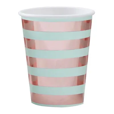 Pappersmuggar Roséguld Randiga - 8-pack