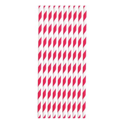 Papperssugrör Röd Randiga - 10-pack
