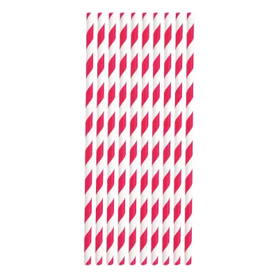 Papperssugrör Röd Randiga - 10-pack