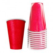 Partycups Glitter Röd - 10-pack