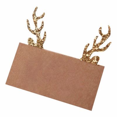 Placeringskort Guldglittriga Renhorn - 10-pack