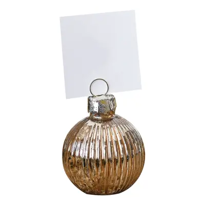 Placeringskortshållare Guldribbade Julkulor - 4-pack