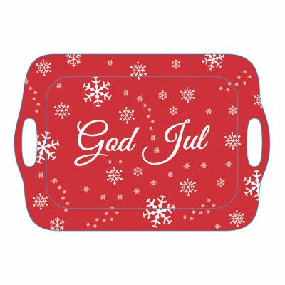Röd Bricka God Jul - Stor