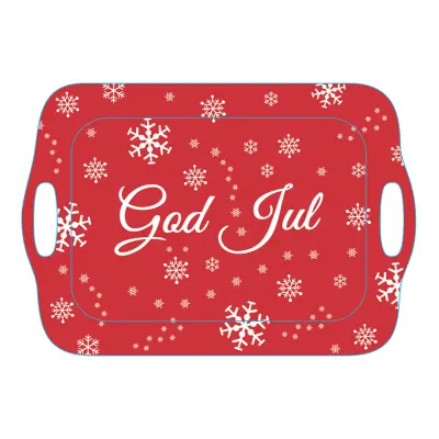Röd Bricka God Jul - Stor