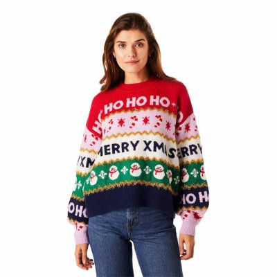 Randig Oversize Jultröja Dam - Medium