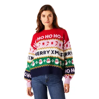 Randig Oversize Jultröja Dam - Small
