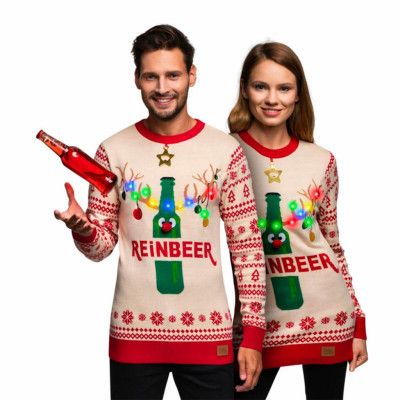 Reinbeer Vit LED Jultröja - Large