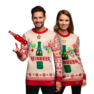 Reinbeer Vit LED Jultröja - Medium