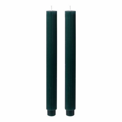 Ribbade Kronljus Mörkgrön - 2-pack