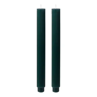 Ribbade Kronljus Mörkgrön - 2-pack