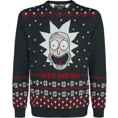 Rick And Morty - Anime Christmas jumper - Merry Rick-mas - S XXL - för Herr - svart