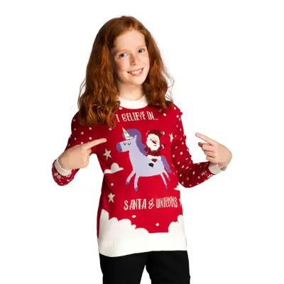 Santas & Unicorns Jultröja för Barn - 6-8 år (122/128)