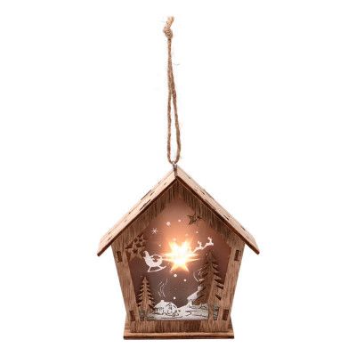 Julhänge Trähus med LED