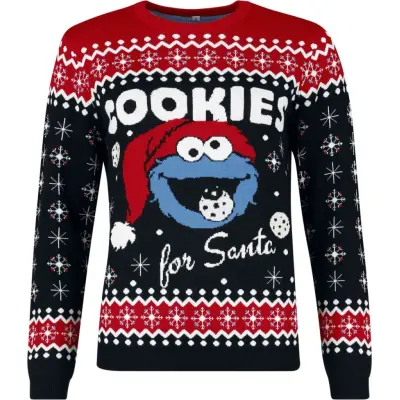 Sesam Christmas jumper - Cookie Monster  - Cookies - S XXL - för Dam - flerfärgad