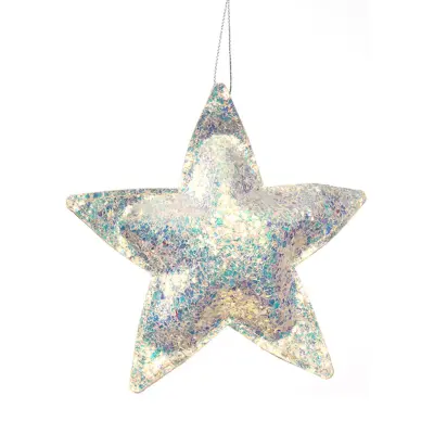 Silver Glittrig Stjärna Julhänge