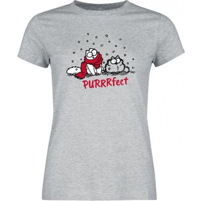 Simon's Cat T-shirt - Purrrfect - M 3XL - för Dam - gråmelerad