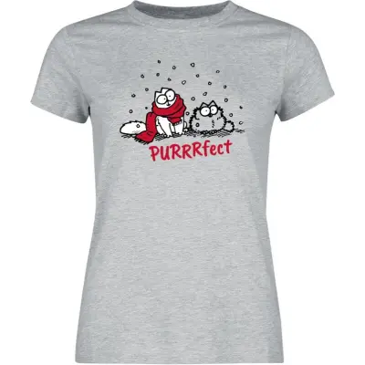 Simon's Cat T-shirt - Purrrfect - M 3XL - för Dam - gråmelerad