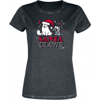 Simon's Cat T-shirt - Santa Claws - S 3XL - för Dam - svart