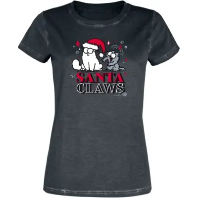 Simon's Cat T-shirt - Santa Claws - S 3XL - för Dam - svart
