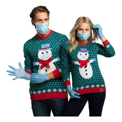 Snögubbe med Munskydd Jultröja - X-Small