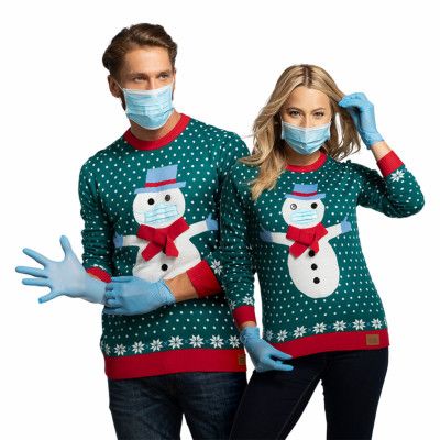 Snögubbe med Munskydd Jultröja - XX-Large