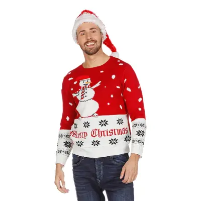 Snögubbe Röd Jultröja - Medium