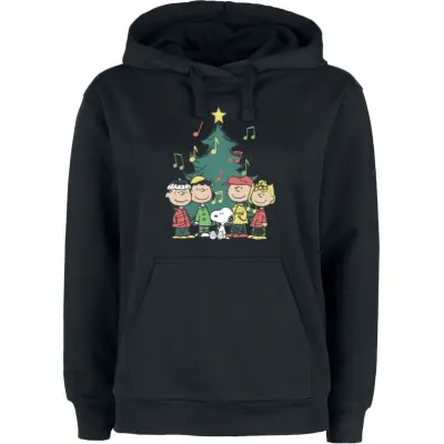 Snobben - Anime Luvtröja - Peanuts - Christmas Tree - S 3XL - för Dam - svart