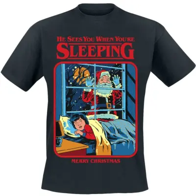 Steven Rhodes - Fun T-shirt - He see´s you when you´re sleeping - M 3XL - för Herr - svart