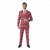 Suitmeister Nordic Pixel Röd Kostym - Small
