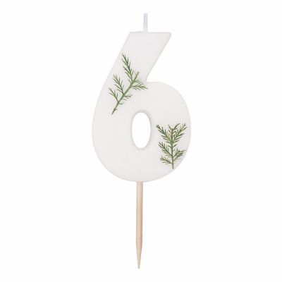 Tårtljus Siffra med Granskott - Siffra 6