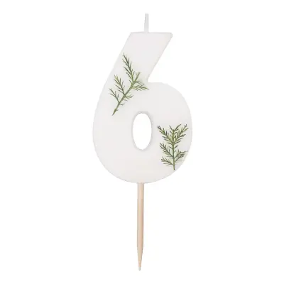 Tårtljus Siffra med Granskott - Siffra 6