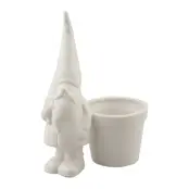 Blomkruka med Tomte Vit