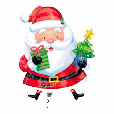 Folieballong Tomte med Julklappar