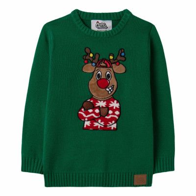 Grön Ren Jultröja för Barn - 6-8 år (122/128)