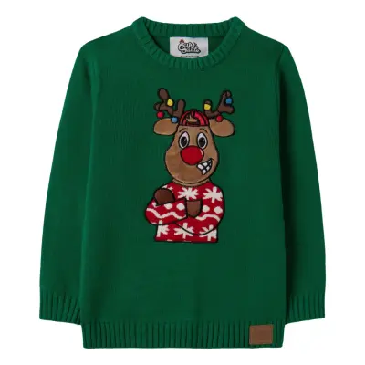 Grön Ren Jultröja för Barn - 8-10 år (134/140)