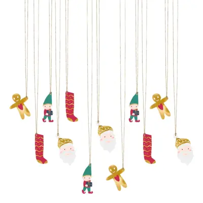 Juletiketter Julfigurer med Snöre - 12-pack
