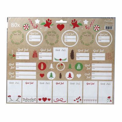 Jullappsetiketter - 80-pack